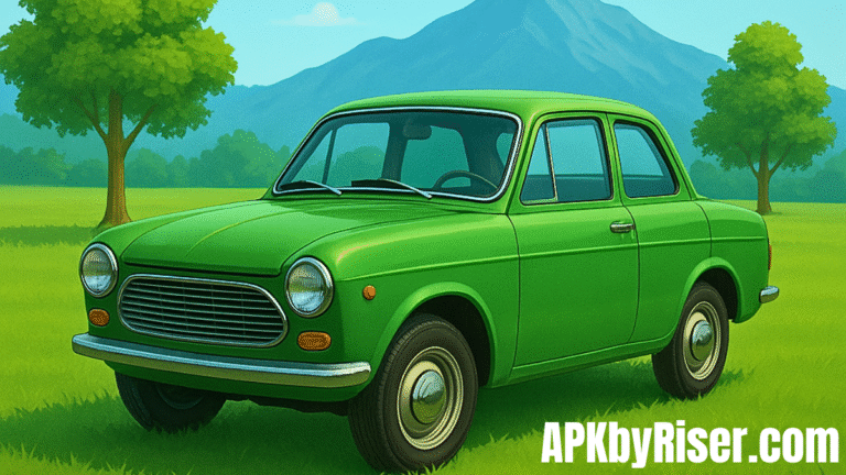 Green 1980s vintage car on field- PickUp APK