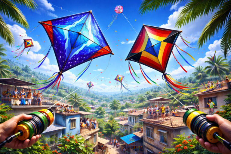 CS Diamantes Pipas Mod APK competitive battle gameplay with colorful rooftops