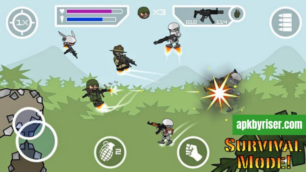 Mini Militia Mod - Survival Mode Gameplay