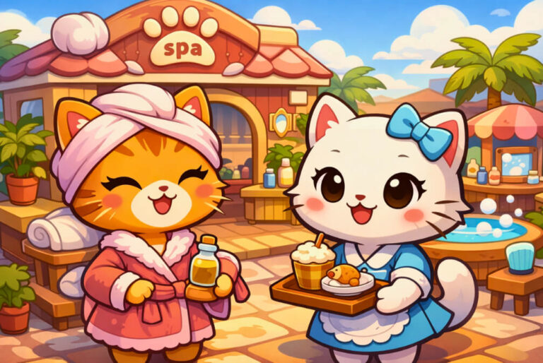 Cats relaxing in saloon - Cat Spa MOD APK (Unlimited Money)