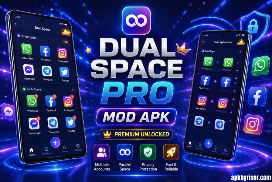 Dual Space Pro MOD APK (Premium/VIP Unlocked) Android 1 Dual Space Pro MOD APK latest version app cloning utility for Android
