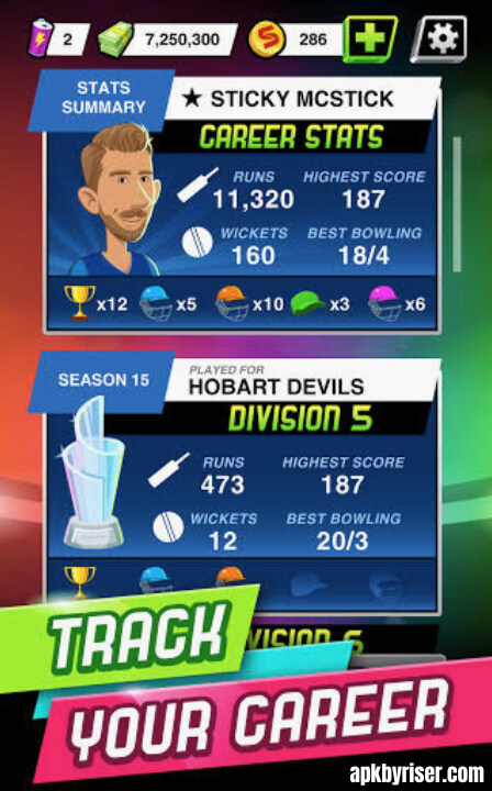 Detailed Match Statistics in Stick Cricket Super League MOD Unlimited Money